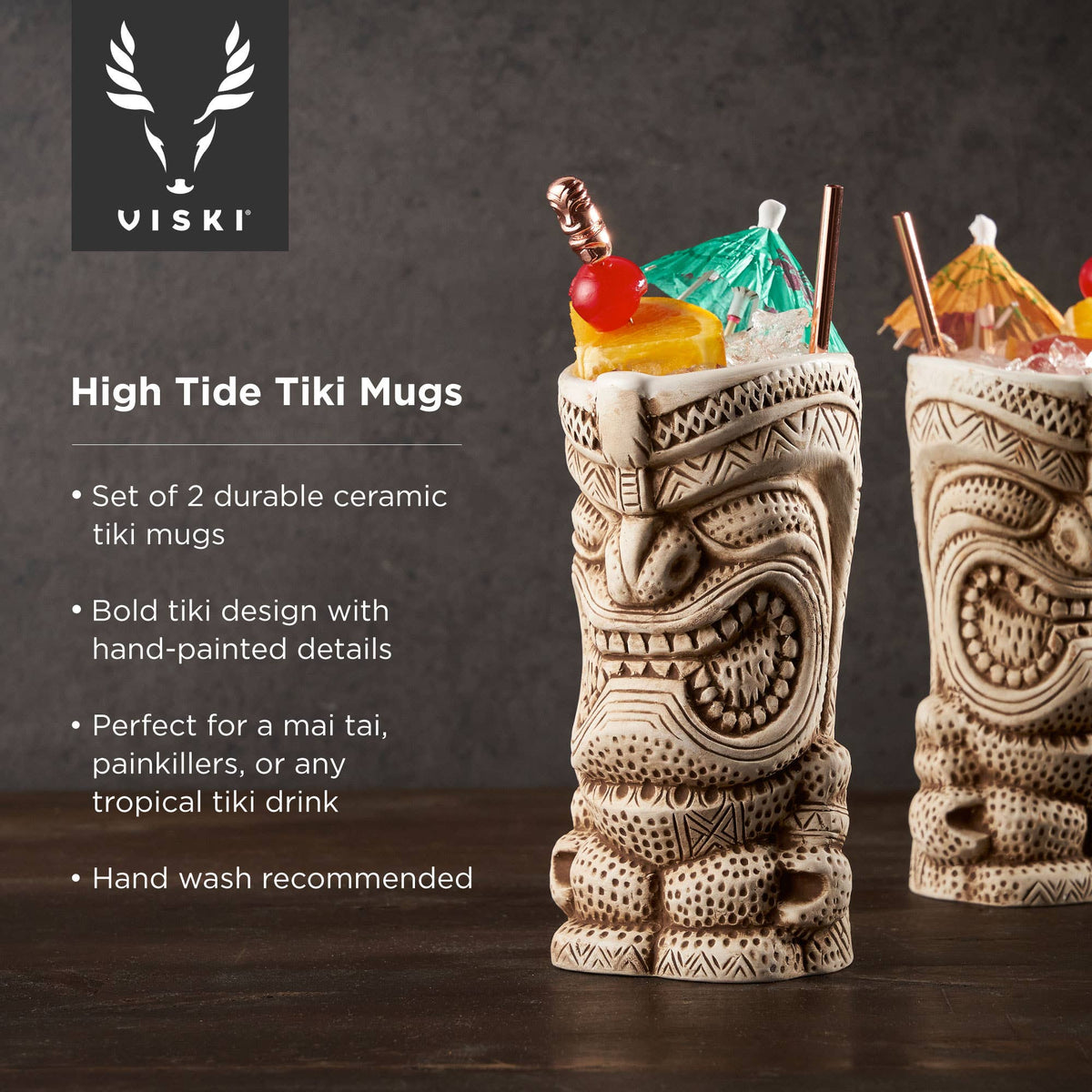 Viski Crystal Tiki Glasses (Set of 2)