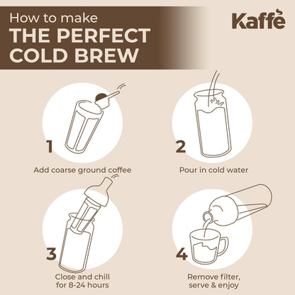 Kaffe Cold Brew Coffee Maker - 1L Glass Coffee Pitcher with Filter