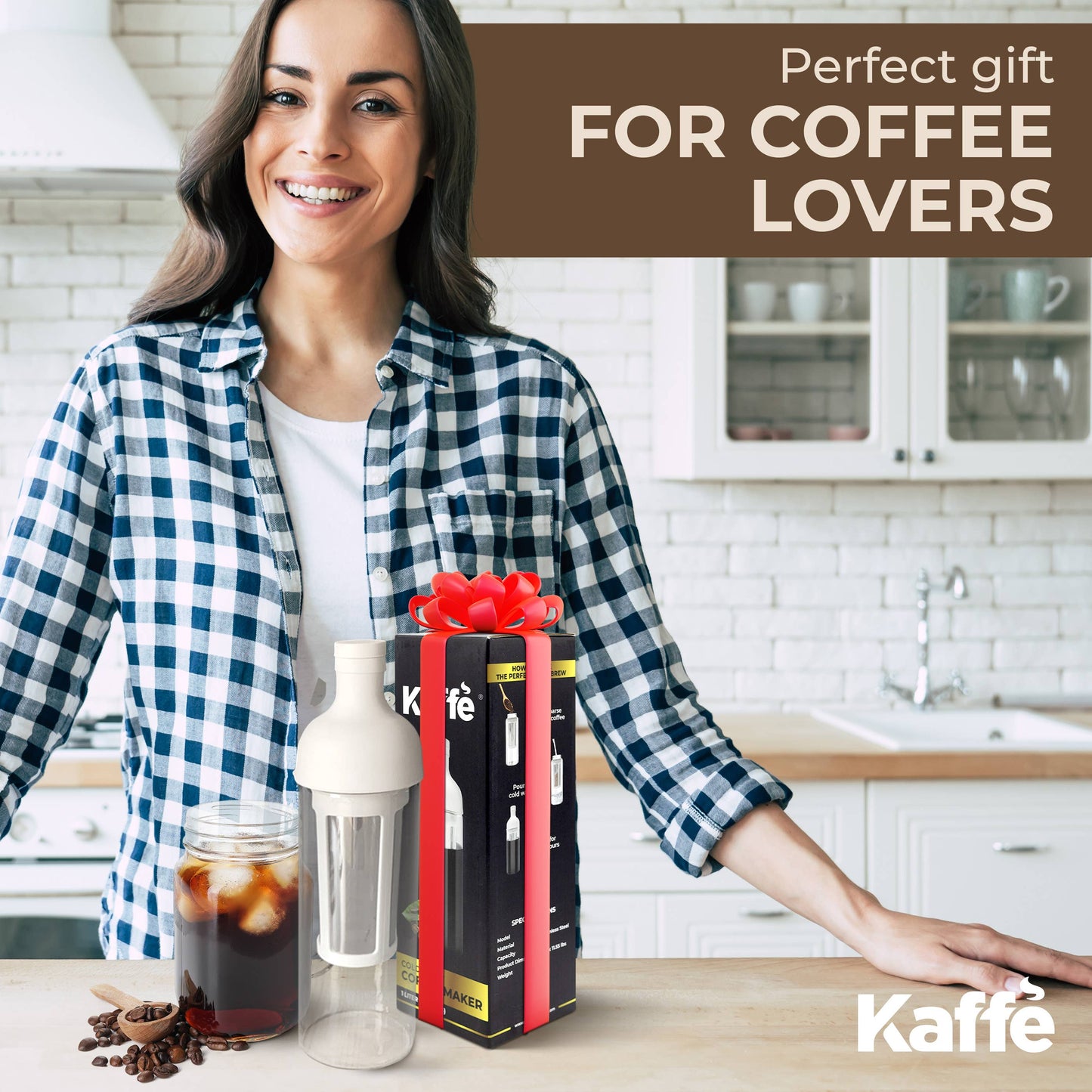 Kaffe Cold Brew Coffee Maker - 1L Glass Coffee Pitcher with Filter