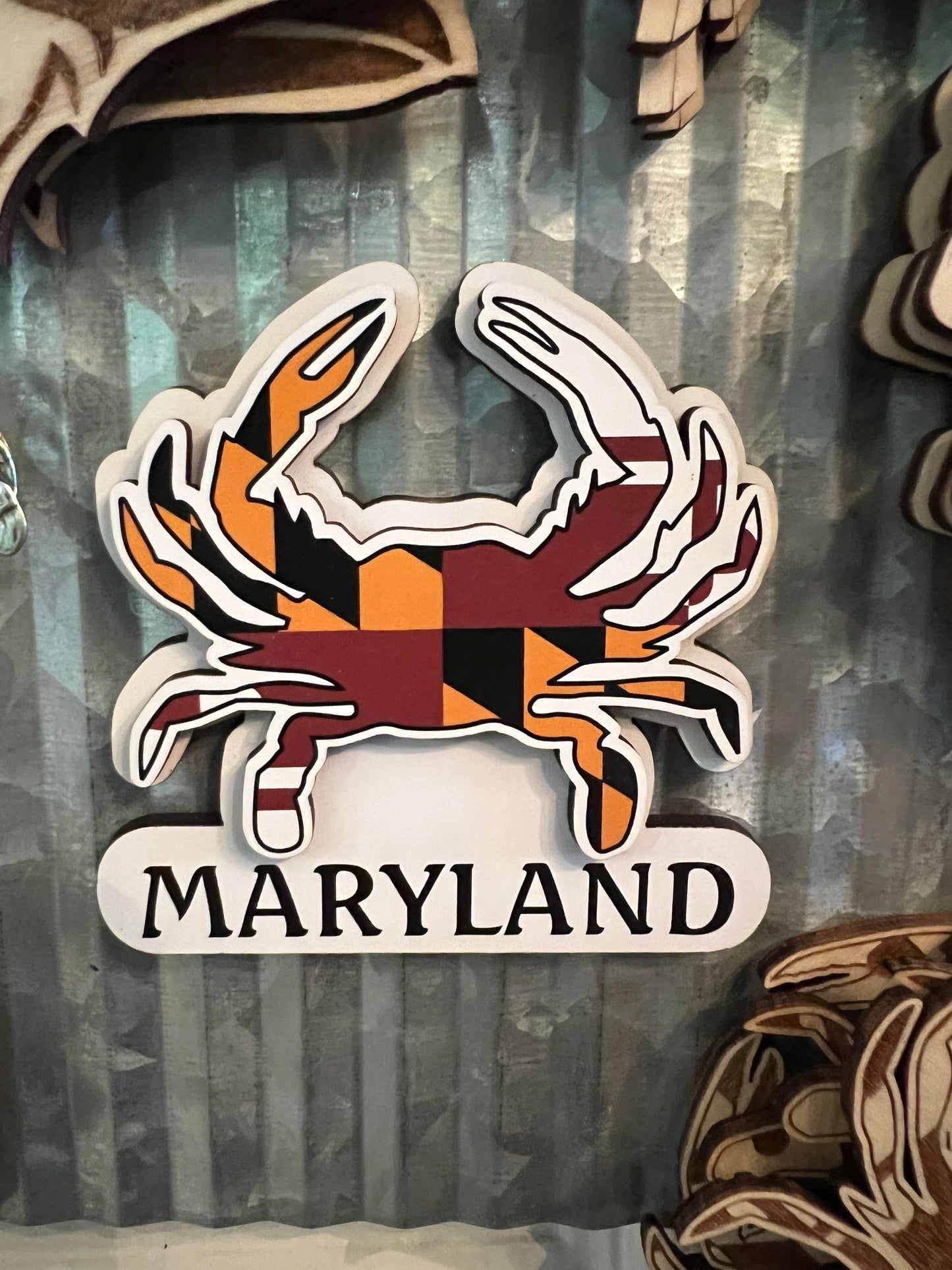 Decowood Maryland Flag Crab Magnet- Maryland