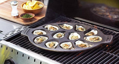 Fox Run Brands - Outset Cast Iron Oyster Grill Pan, 12 Cavities