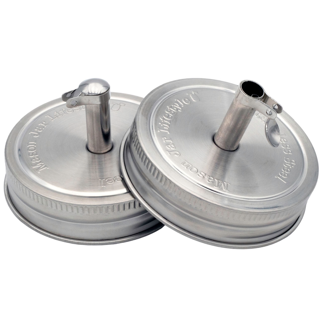 Mason Jar Lifestyle - Stainless Steel Pour Spout Oil Cruet Lids for Mason Jars: Wide mouth