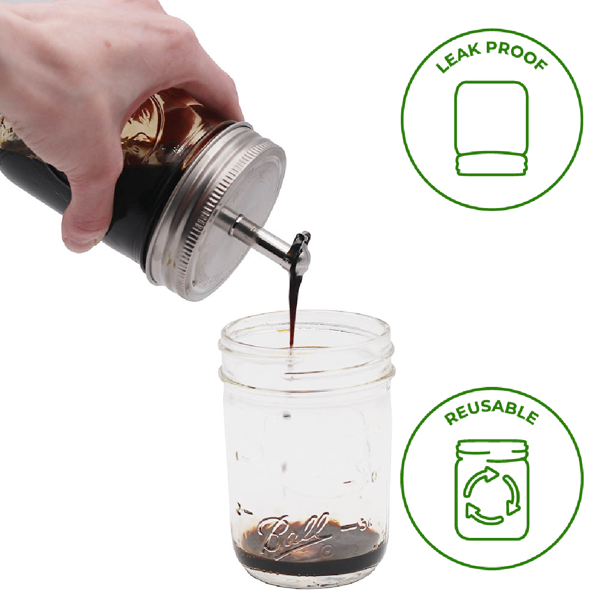 Mason Jar Lifestyle - Stainless Steel Pour Spout Oil Cruet Lids for Mason Jars: Regular mouth