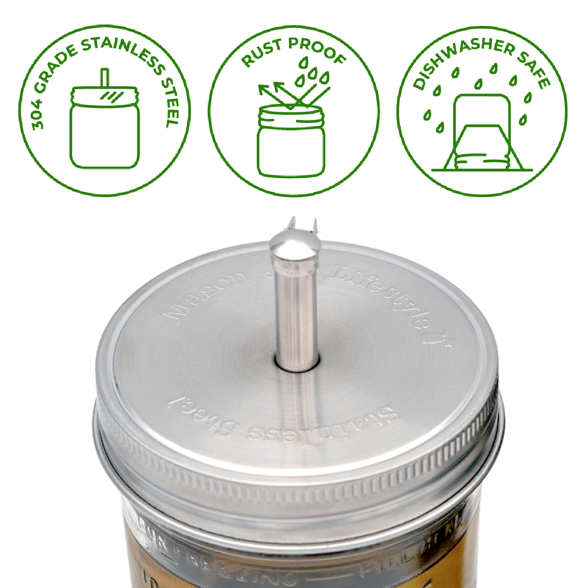 Mason Jar Lifestyle - Stainless Steel Pour Spout Oil Cruet Lids for Mason Jars: Regular mouth