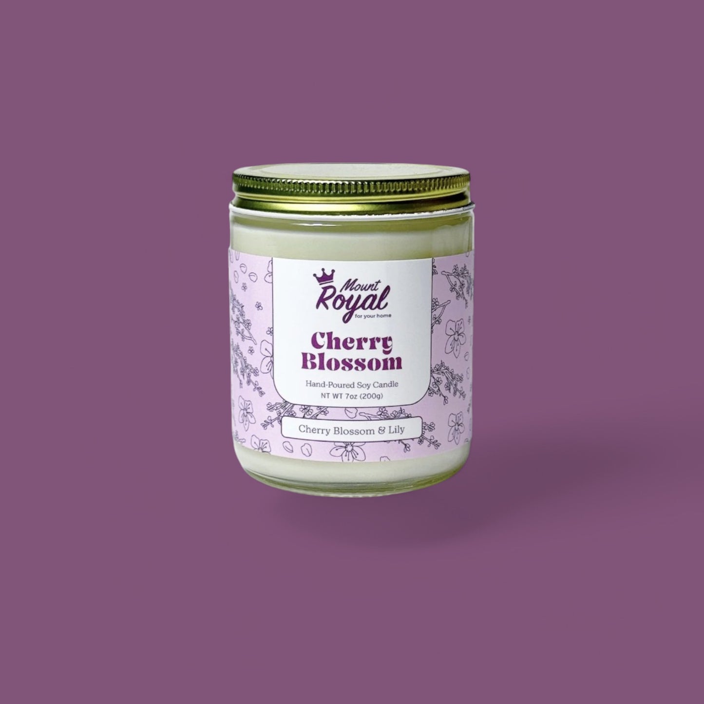 Cherry Blossom Candle in a minimalist jar, hand-poured with eco-friendly soy wax and a soft floral scent.