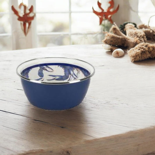 Golden Rabbit Blue Crab Enamel Salad Bowl