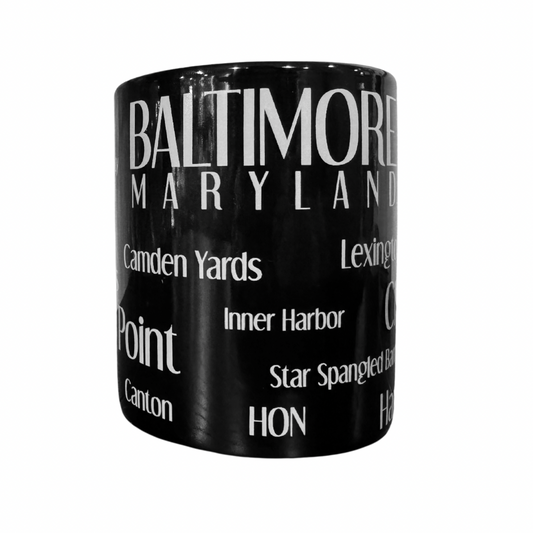 Baltimore Maryland Type Wrap Black Mug