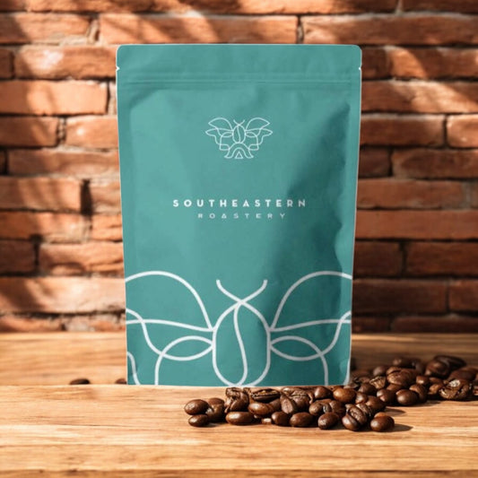 12oz bag of medium-dark roast Ethiopian coffee with organic certification