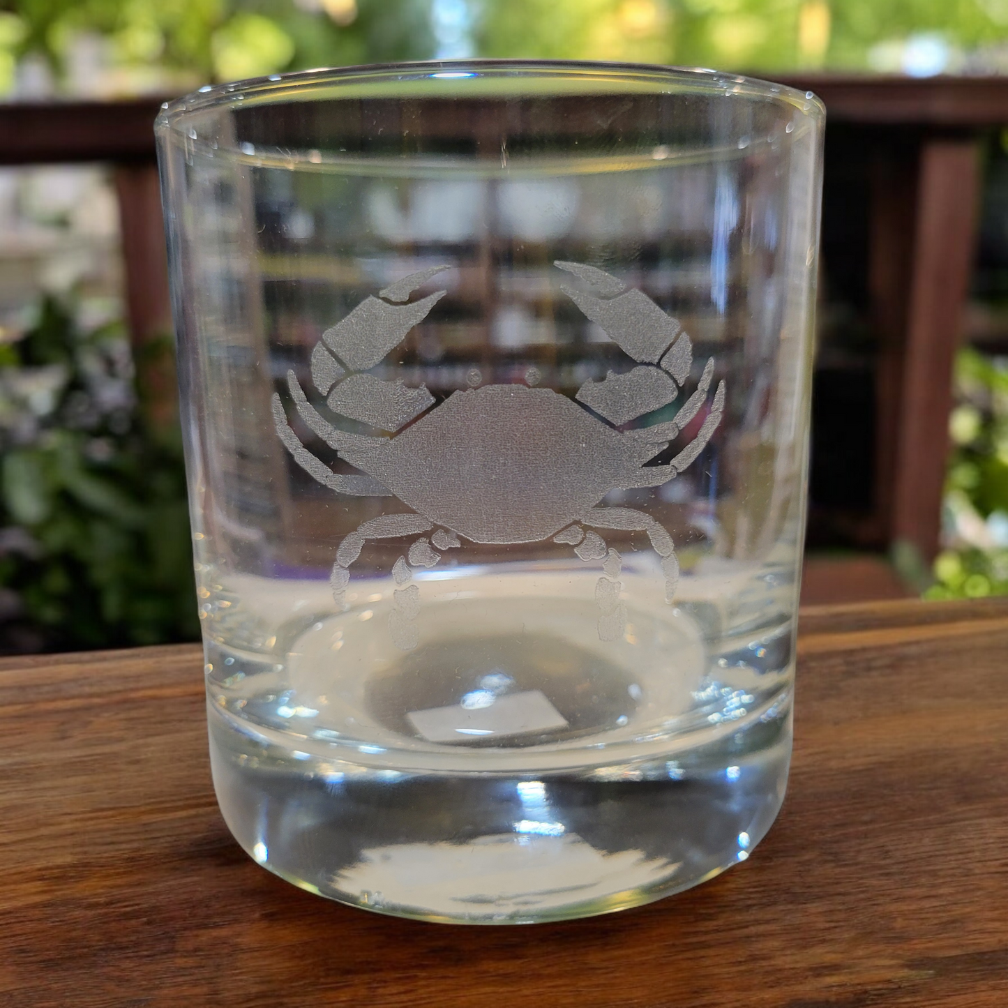 Engraved Single Crab Rocks Glass