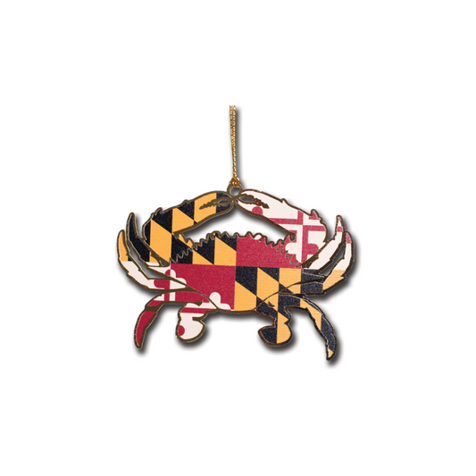 Maryland Crab Flag Brass Ornament