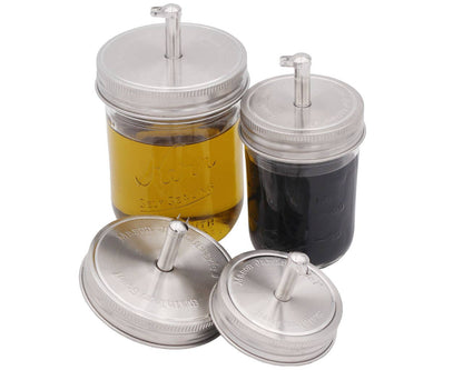 Mason Jar Lifestyle - Stainless Steel Pour Spout Oil Cruet Lids for Mason Jars: Regular mouth