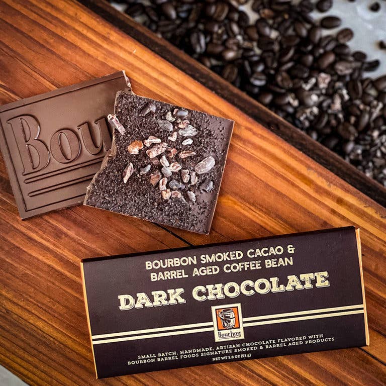 Bourbon Barrel Foods - Dark Chocolate Candy Bar Bourbon Smoked Cacao Nib: 1.8 oz