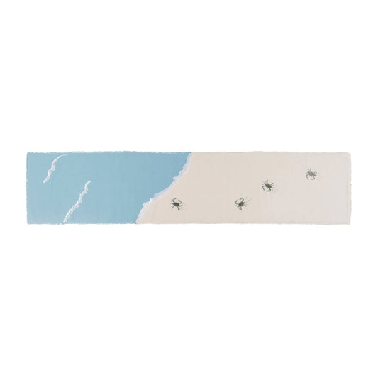 Rightside Design - Embroidered Baby Crab and Beach Waves Table Runner