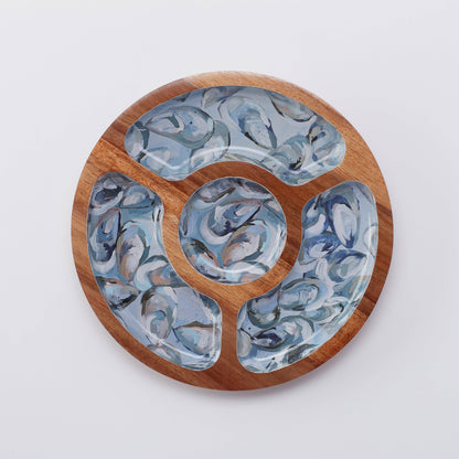 Kim Hovell Art - Wooden Snack Tray - Pewter Shells