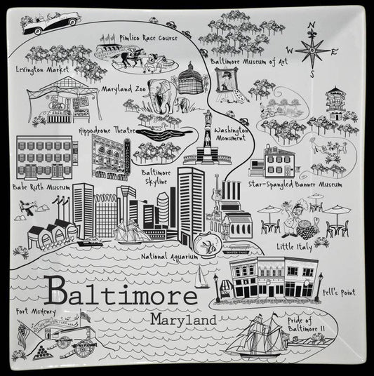 The Dish - Baltimore  B&W  Small Map Plate