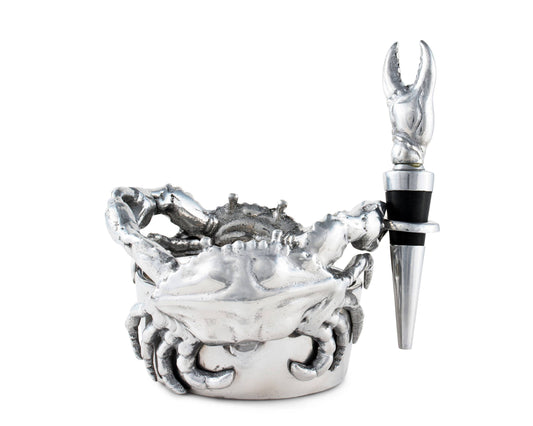 Arthur Court - Crab Wine Caddy and Stopper Set