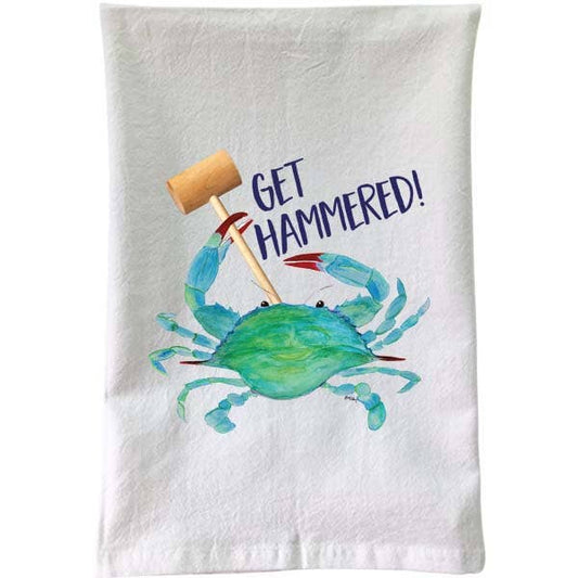 Clawdia Crab - Get Hammered Flour Sack Towel | B McVan Designs