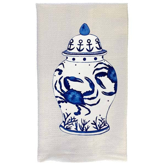 Blue Crab Ginger Jar Dish Towel | B McVan Designs