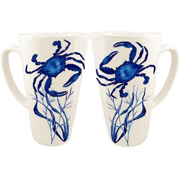 Blue & White Crab Latte Mug | B McVan Designs