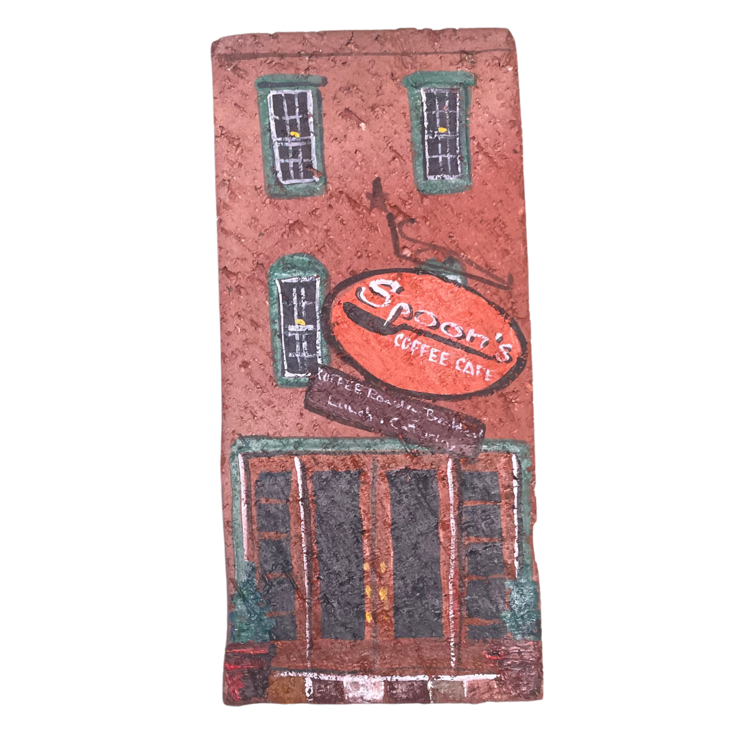 Linda Amtmann Hand Painted Brick -Spoon's Coffee Cafe