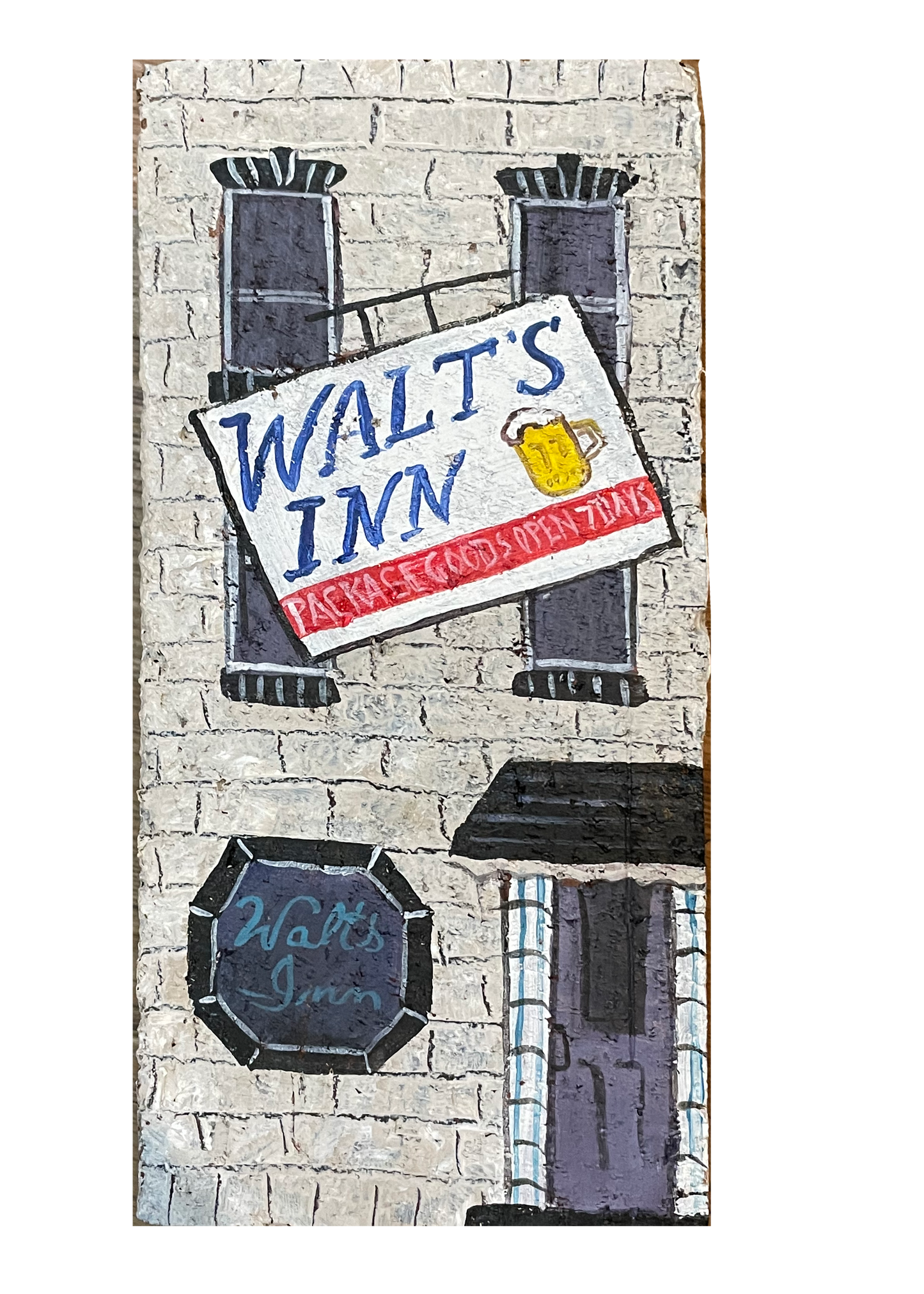 Linda Amtmann Hand Painted Brick- Walt's Inn