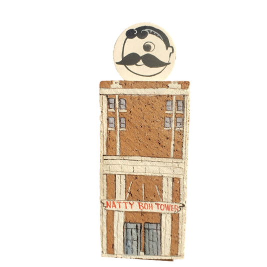 Linda Amtmann Hand Painted Brick- Natty Boh Tower