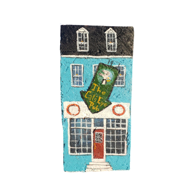 Linda Amtmann Hand Painted Brick - Cat's Eye Pub