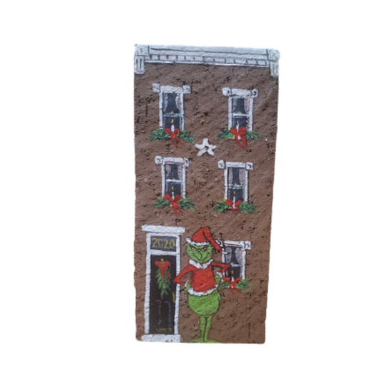 Linda Amtmann Hand Painted Brick- The Grinch 2020