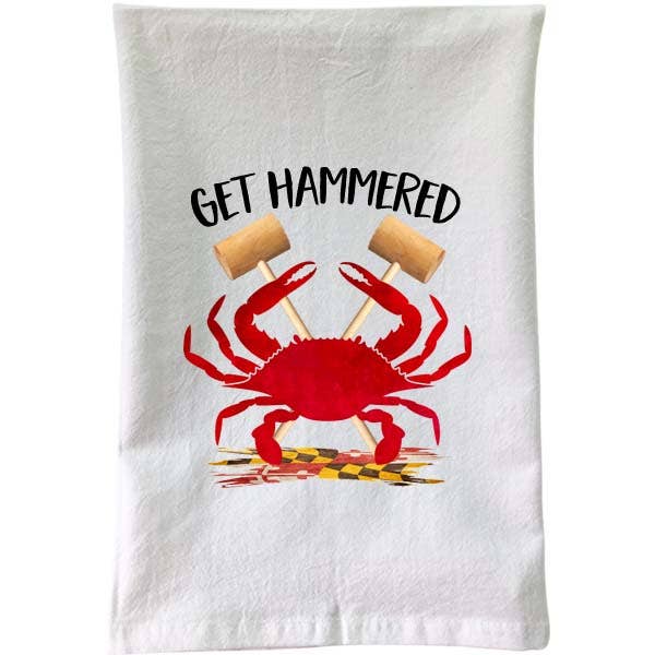 Red Crab - Get Hammered Flour Sack Towel B | McVan Designs